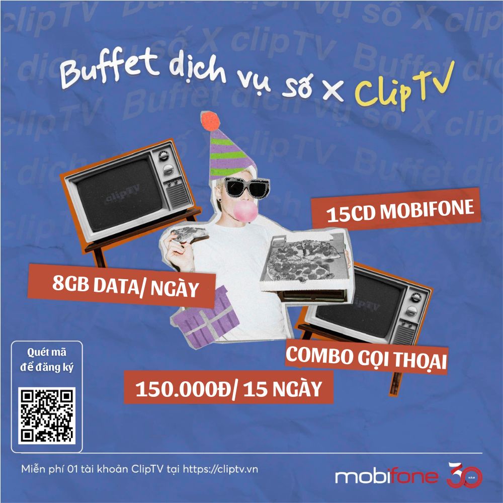Gói 15CD Mobifone - tặng 120GB Data (8GB/ngày), COMBO gọi thoại Free & ClipTV