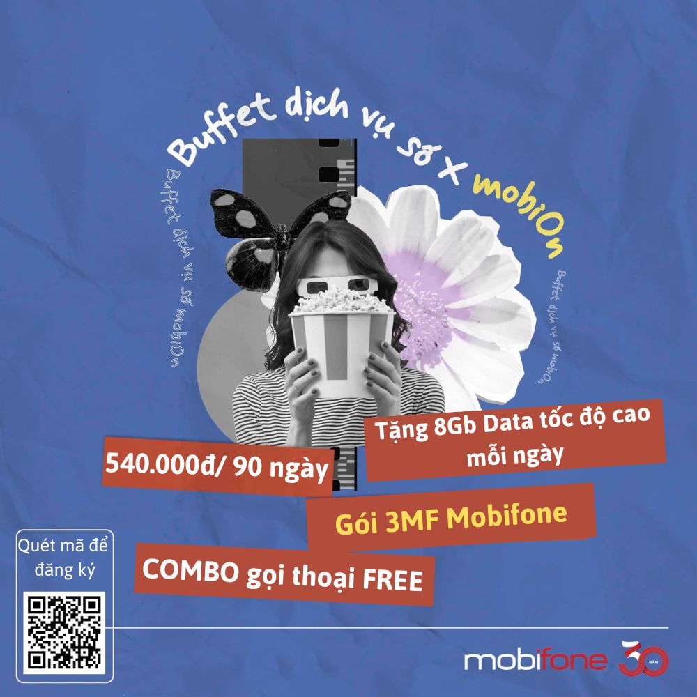 Gói 3MF Mobifone - ưu đãi 720Gb (8Gb/ngày), COMBO gọi thoại Free