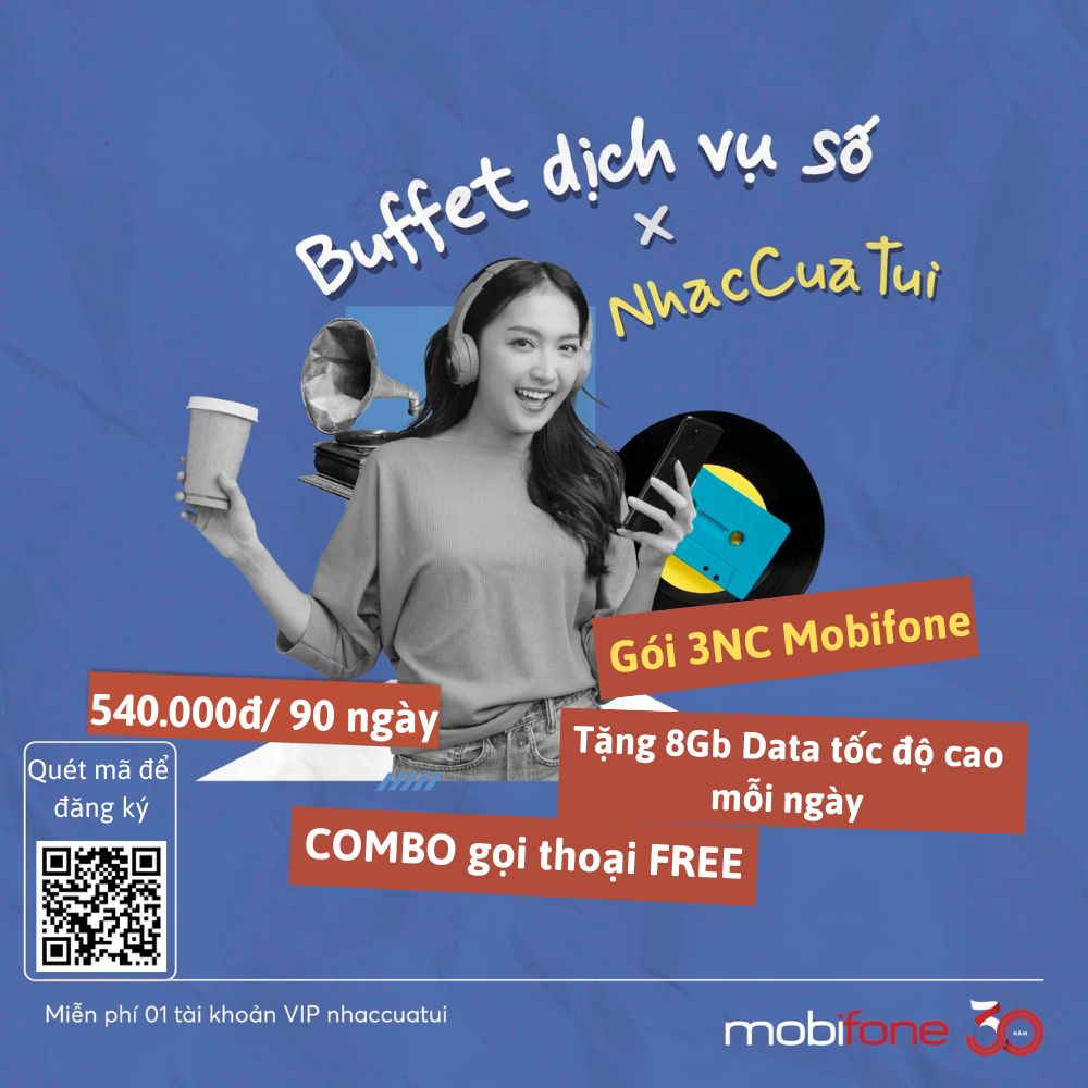 Gói 3NC Mobifone 540k tặng 720Gb Data (8Gb/ngày) & COMBO gọi thoại Free