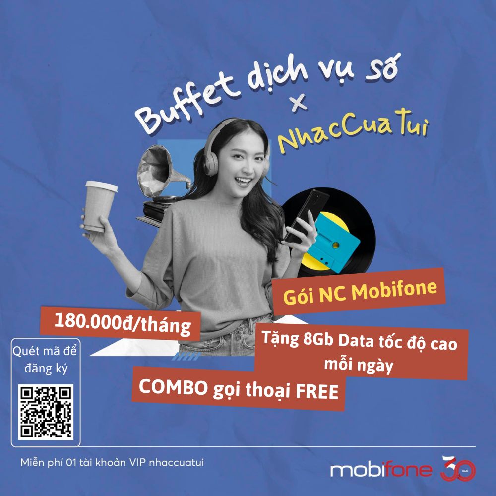 Gói NC Mobifone (180K/tháng) - Free 8Gb Data mỗi ngày & COMBO gọi thoại